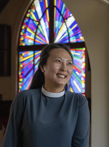 Chaplain Hannah Sung in St. Alban’s Chapel, her new home, as she settles into her new role as Chaplain
